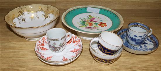 A Liverpool blue and white teabowl and saucer and one other 18th century and later ceramics